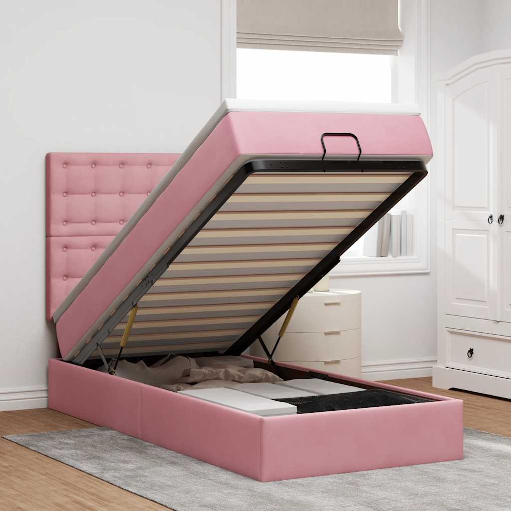 Lit Coffre Avec Matelas Et Led Velours