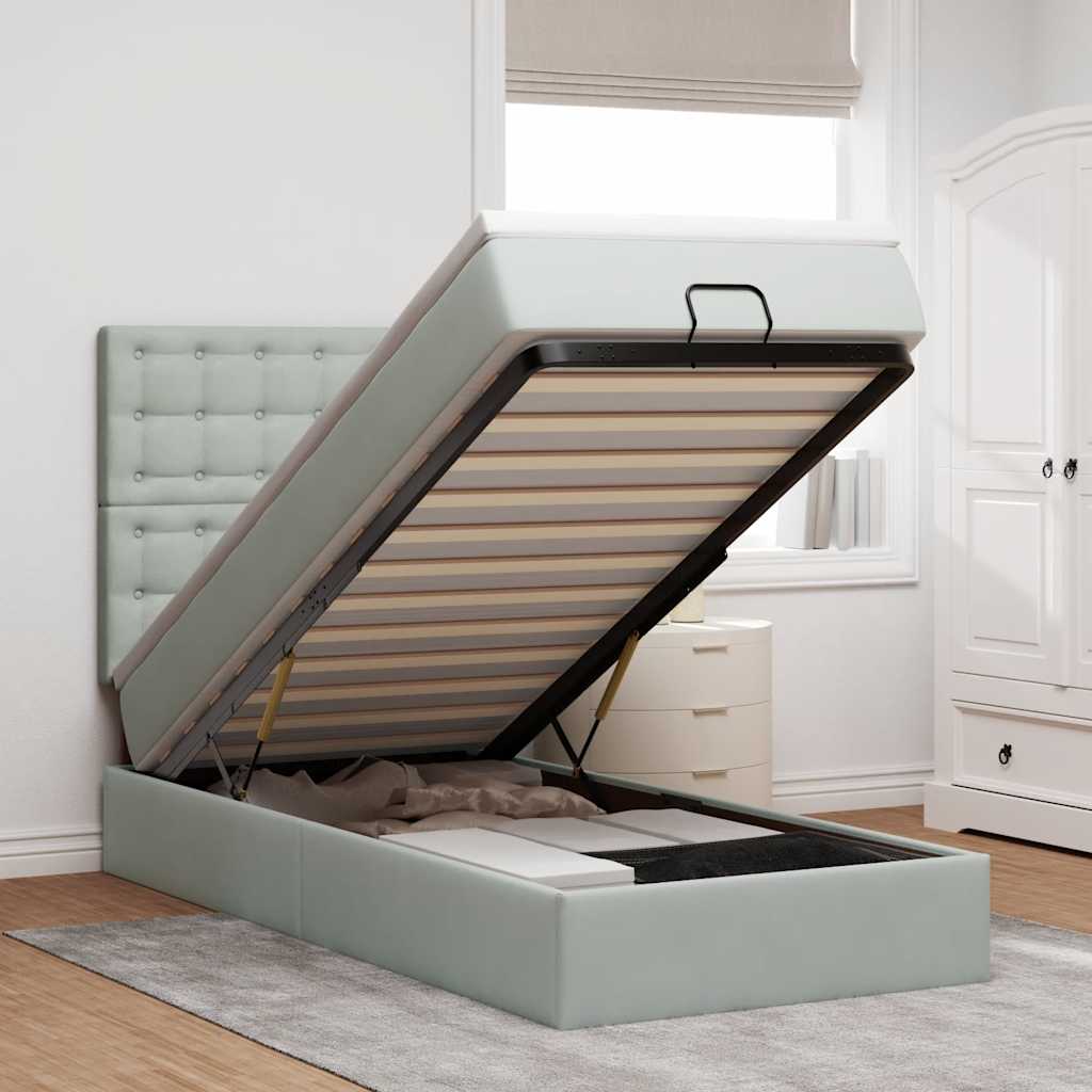Lit Coffre Avec Matelas Et Led Velours