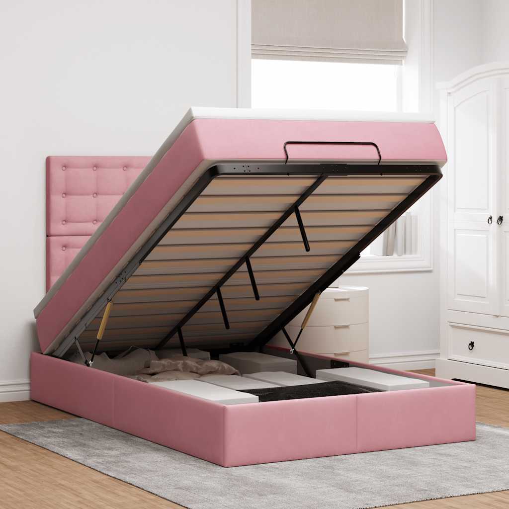 Lit Coffre Avec Matelas Et Led Velours