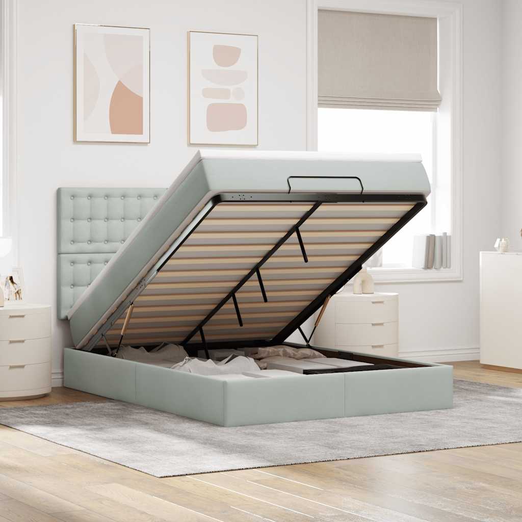 Lit Coffre Avec Matelas Et Led Velours
