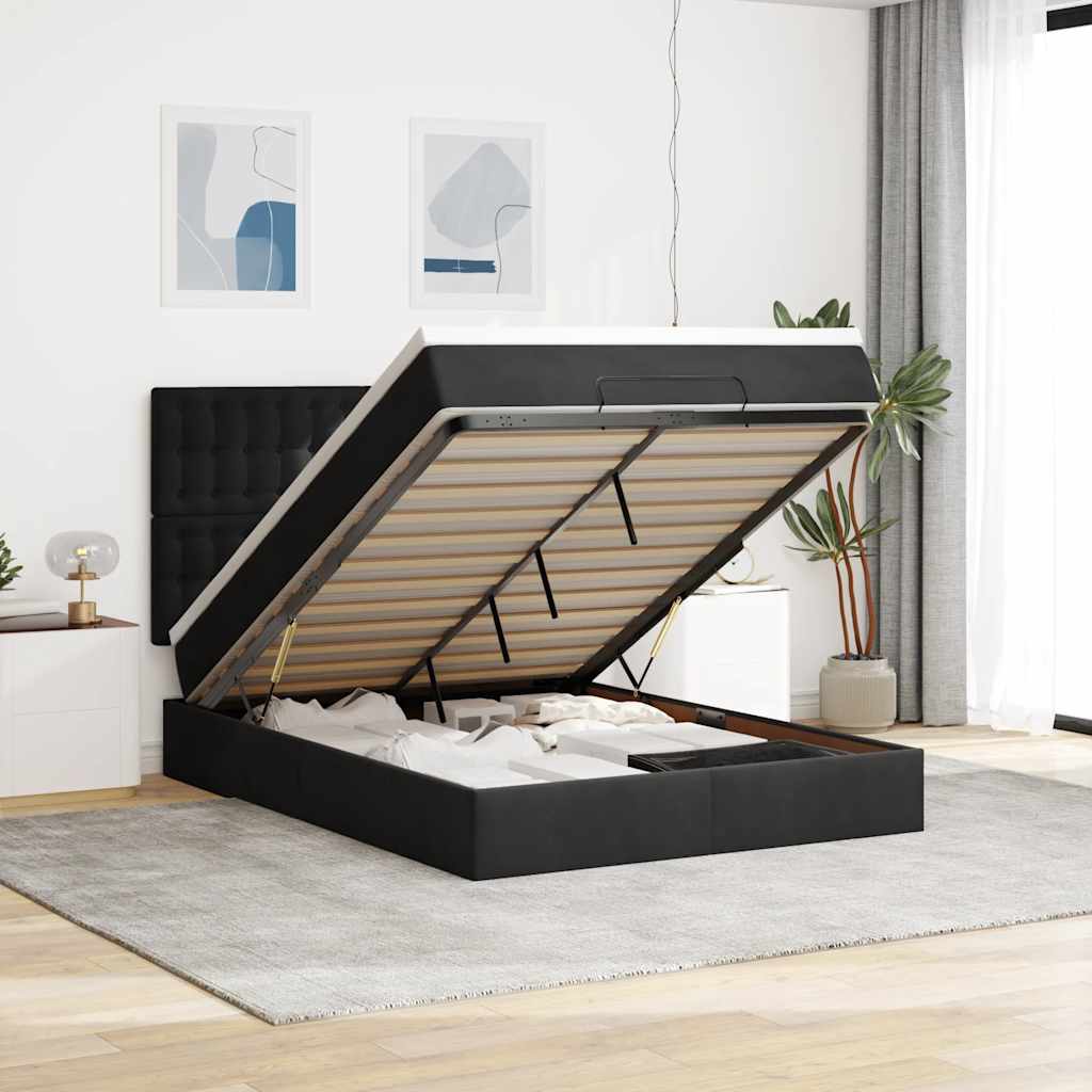Lit Coffre Avec Matelas Et Led Velours