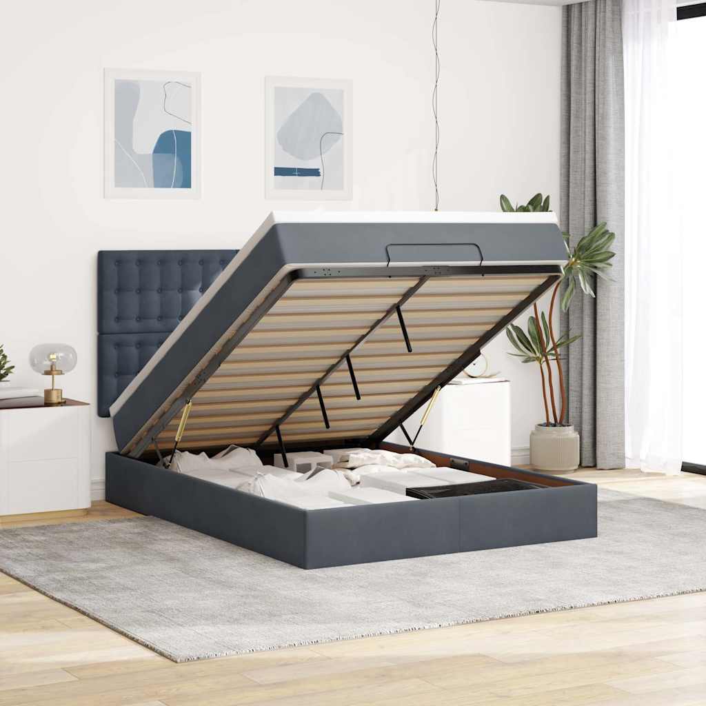 Lit Coffre Avec Matelas Et Led Velours