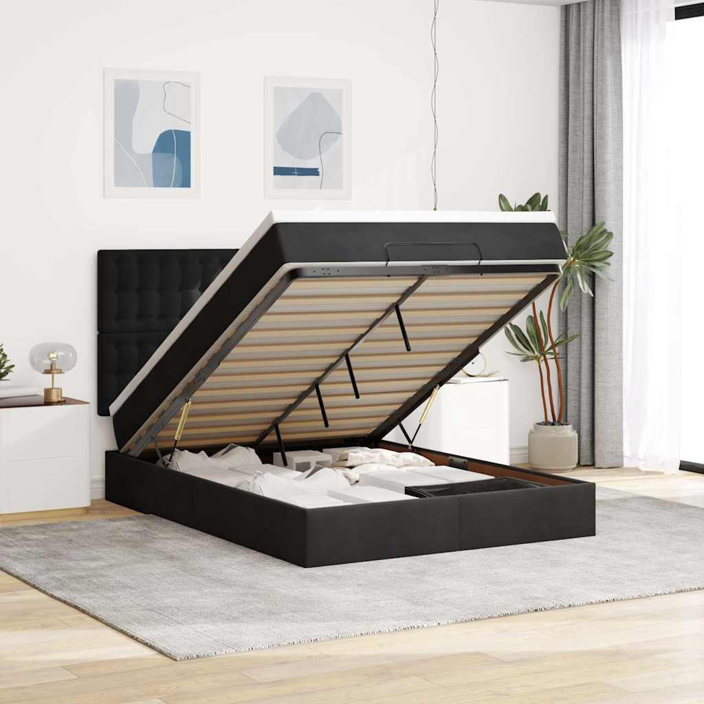 Lit Coffre Avec Matelas Et Led Velours