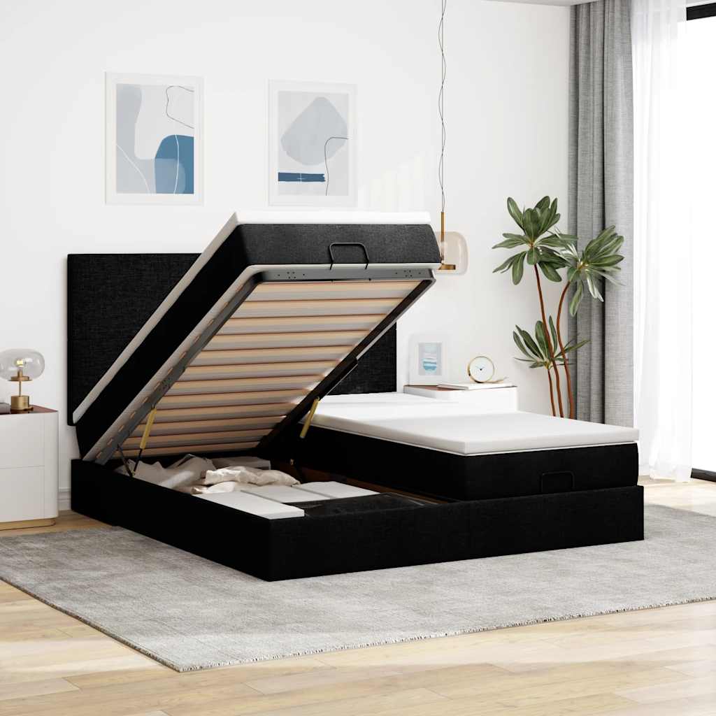 Cadre De Lit Ottoman Avec Matelas 200X200Cm Tissu
