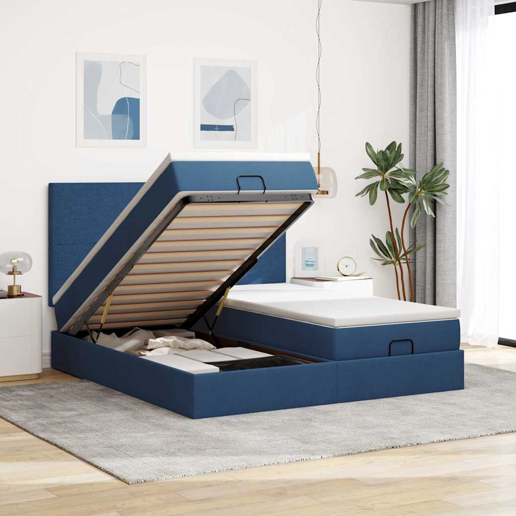 Cadre De Lit Ottoman Avec Matelas 200X200Cm Tissu