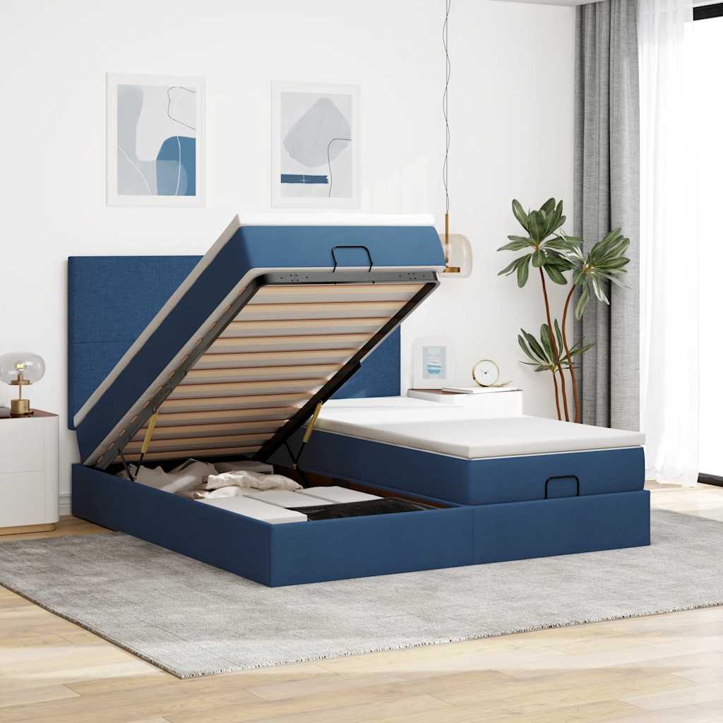 Cadre De Lit Ottoman Avec Matelas 200X200Cm Tissu