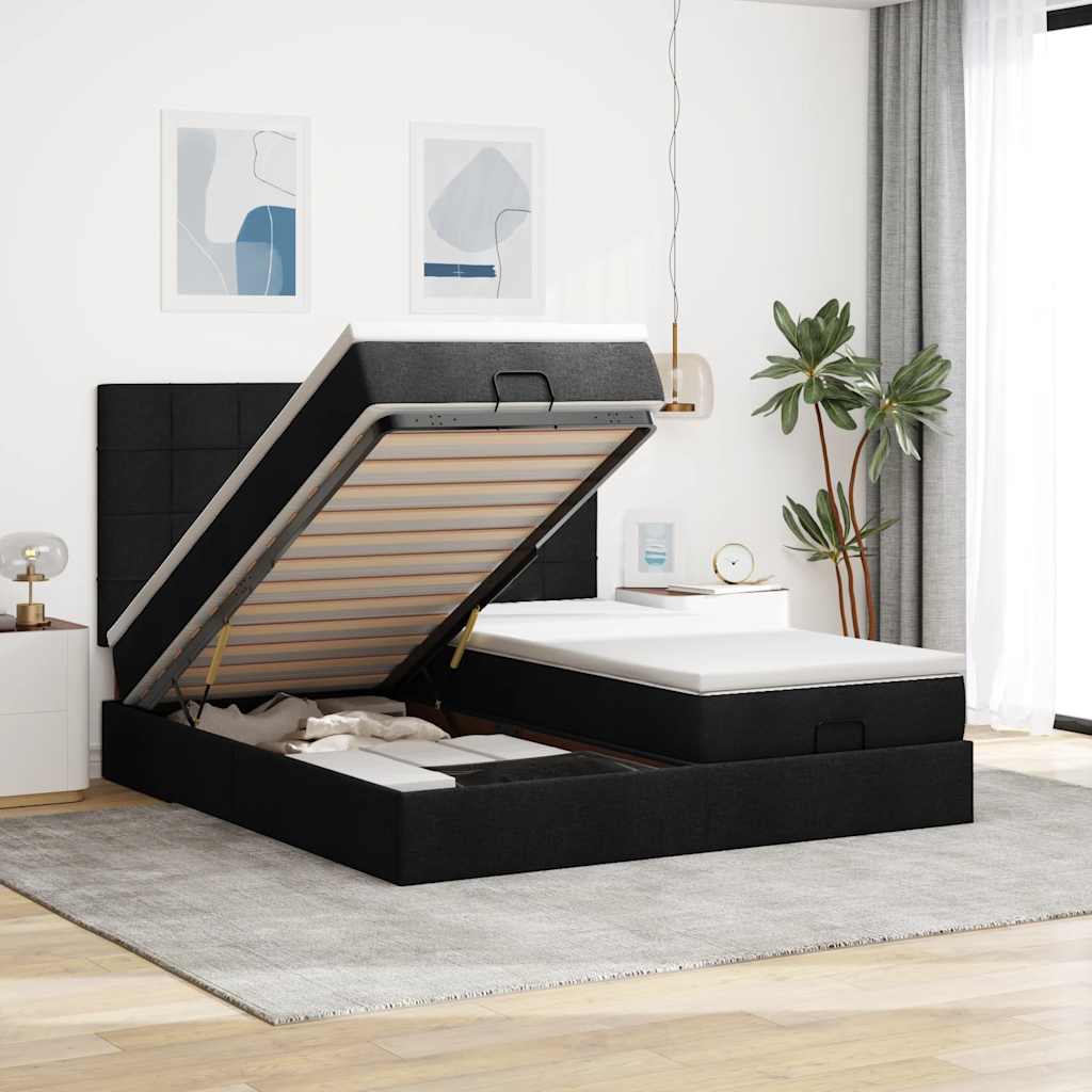 Cadre De Lit Ottoman Avec Matelas 200X200Cm Tissu