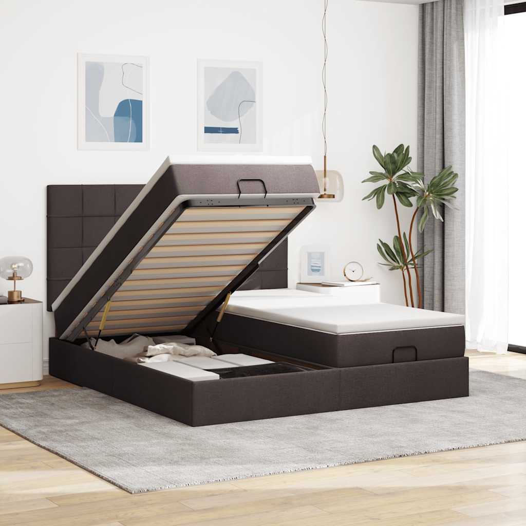 Cadre De Lit Ottoman Avec Matelas 200X200Cm Tissu