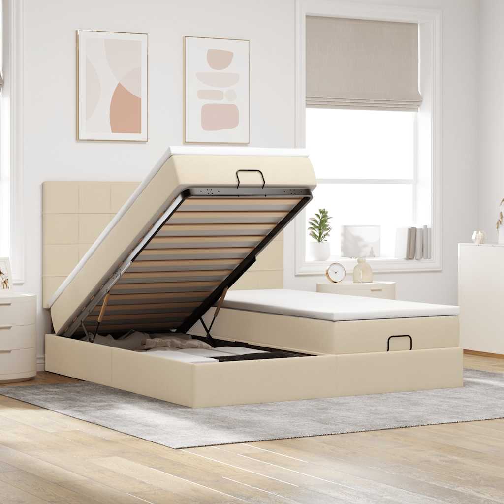 Cadre De Lit Ottoman Avec Matelas 200X200Cm Tissu