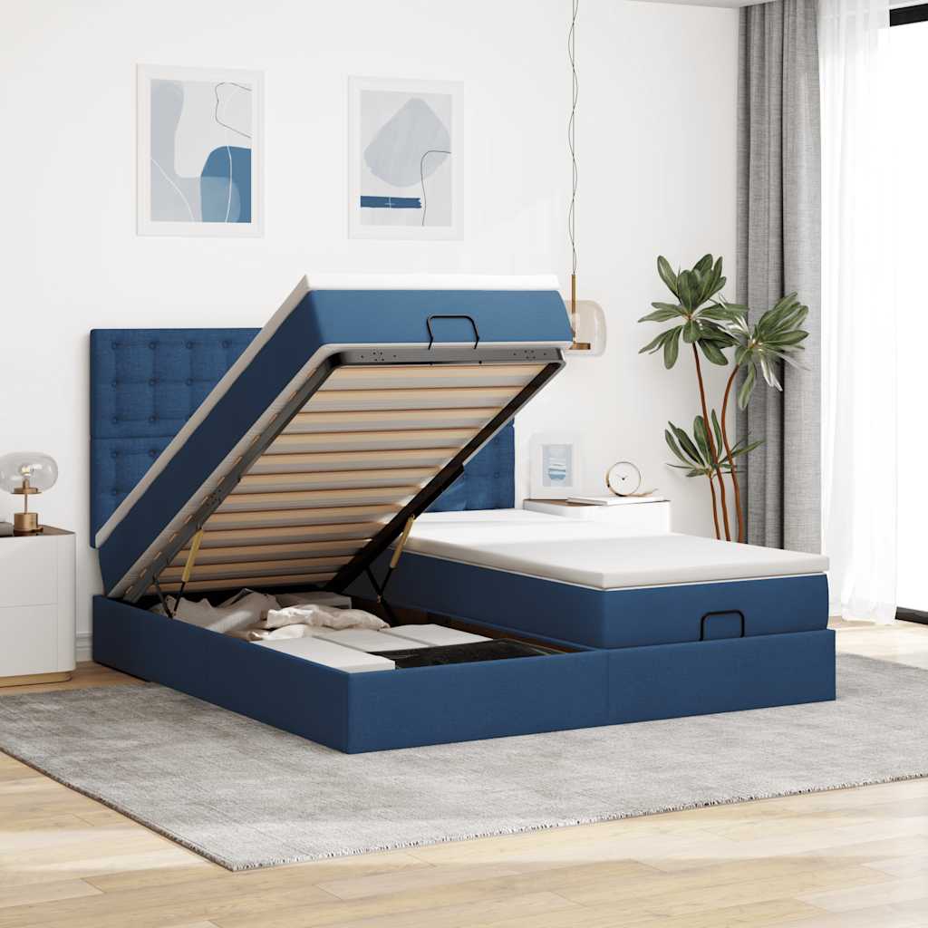 Cadre De Lit Ottoman Avec Matelas 200X200Cm Tissu