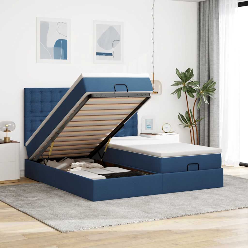Cadre De Lit Ottoman Avec Matelas 200X200Cm Tissu
