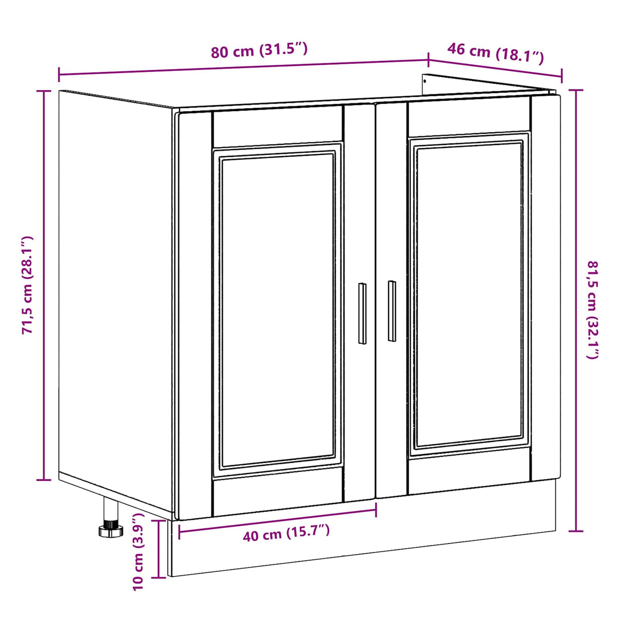 Meuble Sous Évier Porto 2 Pièces 80 X 46 X 81,5 Cm