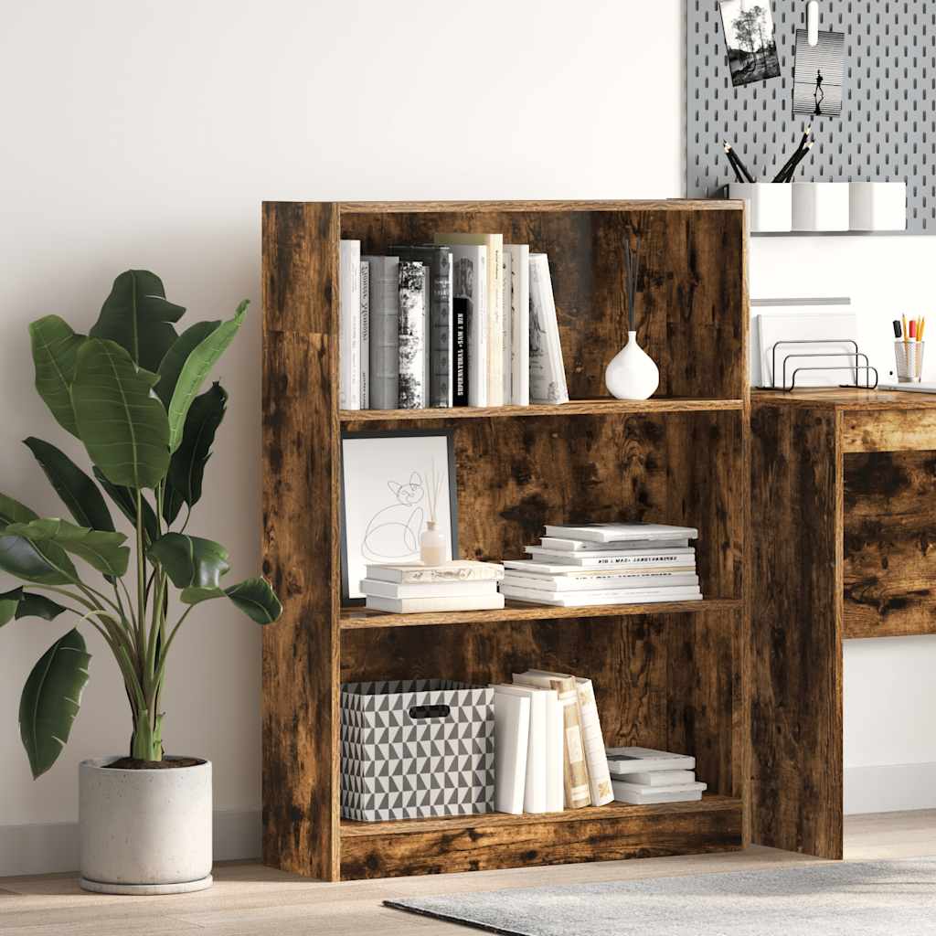 Bibliothèque 80X24X Bois D'ingénierie Chêne Fumé