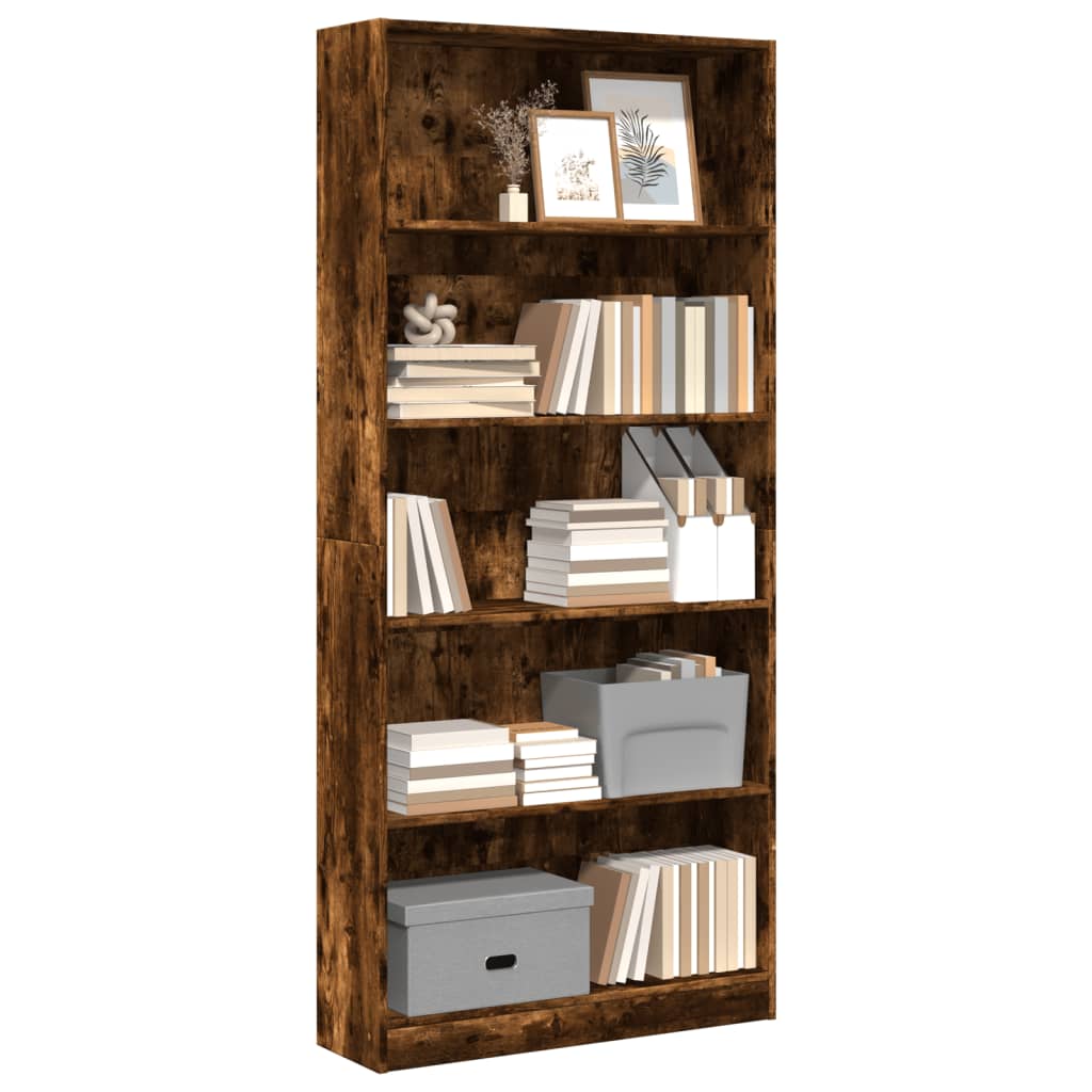 Bibliothèque 80X24X Bois D'ingénierie Chêne Fumé
