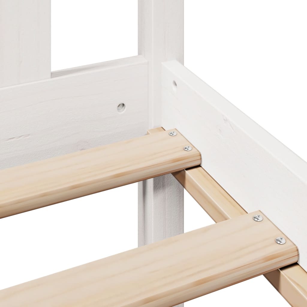 Lit Bibliothèque Sans Matelas Blanc 135X190 Cm Bois Pin Massif
