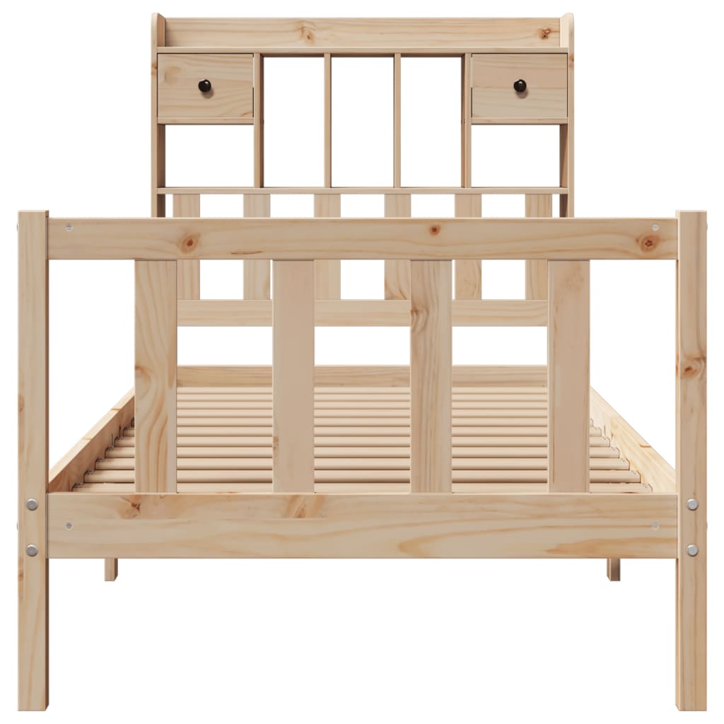 Lit Bibliothèque Sans Matelas 90X190 Cm Bois De Pin Massif