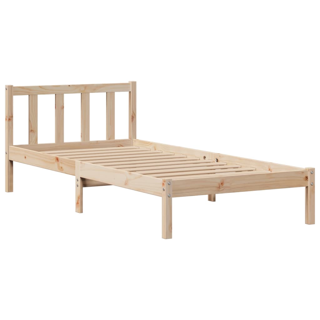 Lit Bibliothèque Sans Matelas 90X190 Cm Bois De Pin Massif
