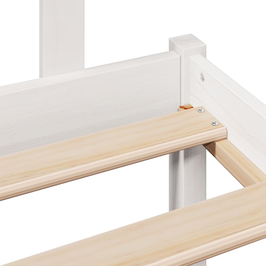 Lit Bibliothèque Sans Matelas Blanc 135X190 Cm Bois Pin Massif