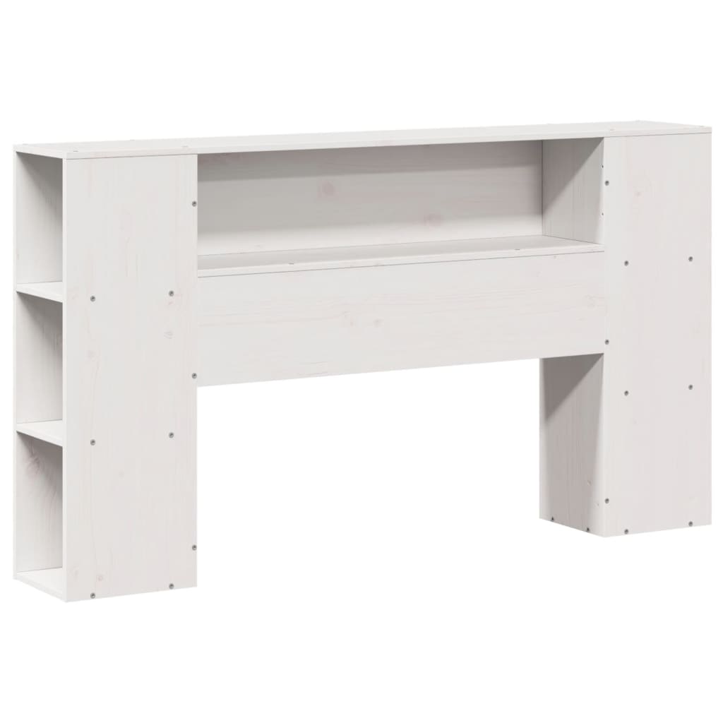 Lit Bibliothèque Sans Matelas Blanc 135X190 Cm Bois Pin Massif