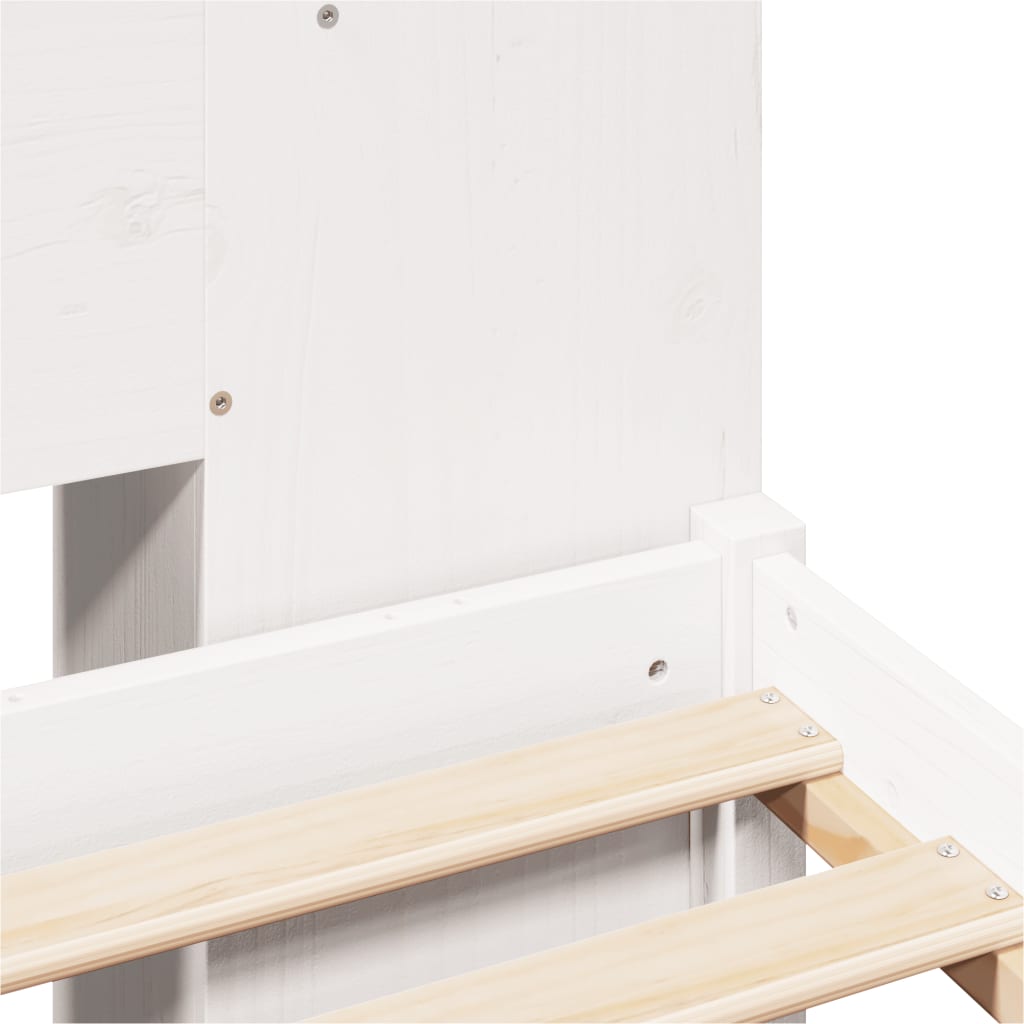 Lit Bibliothèque Sans Matelas Blanc 135X190 Cm Bois Pin Massif