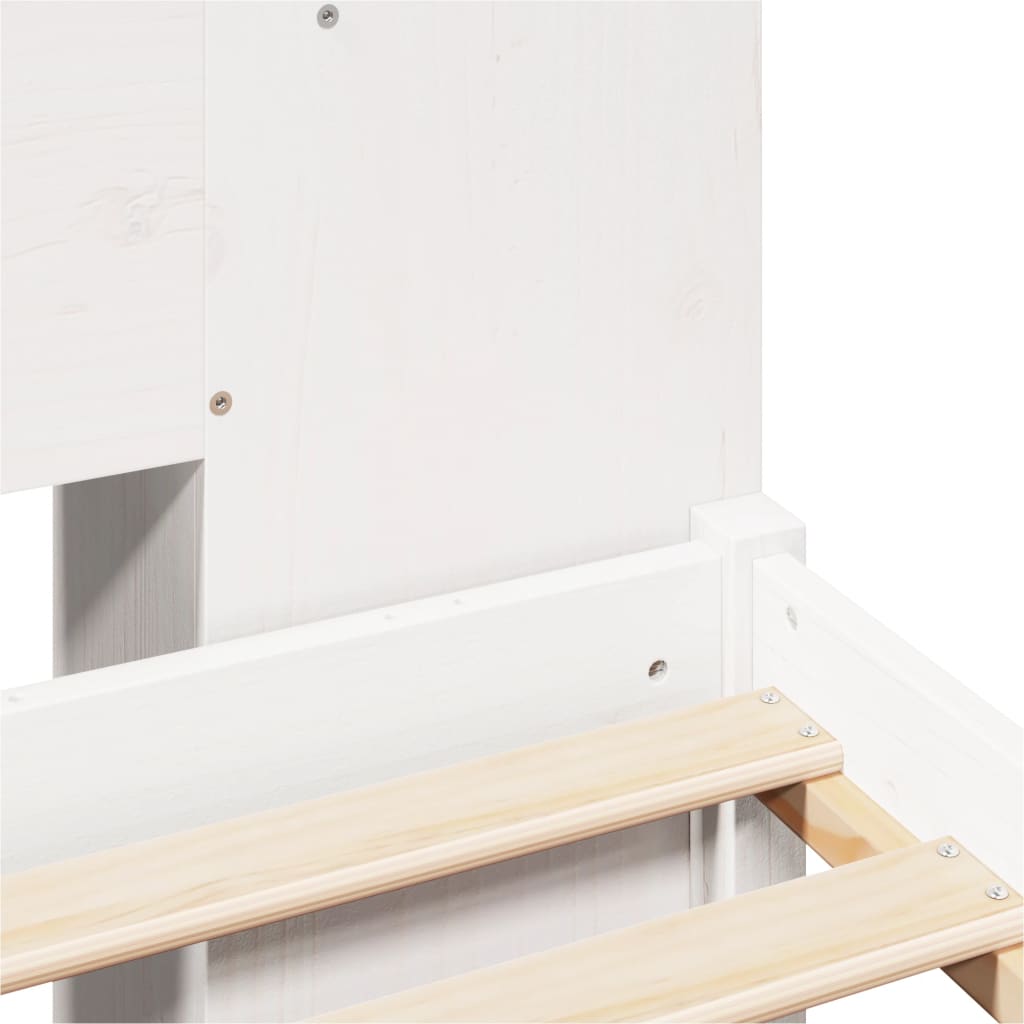 Lit Bibliothèque Sans Matelas Blanc 140X200 Cm Bois Pin Massif
