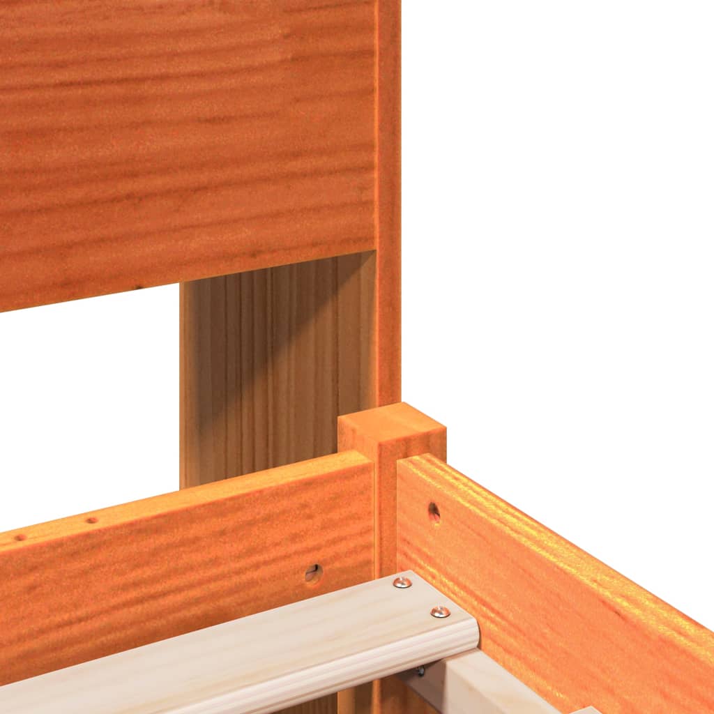 Lit Bibliothèque Sans Matelas Cire Marron 200X200Cm Bois Massif