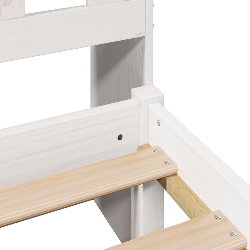 Lit Bibliothèque Sans Matelas Blanc 75X190Cm Bois De Pin Massif