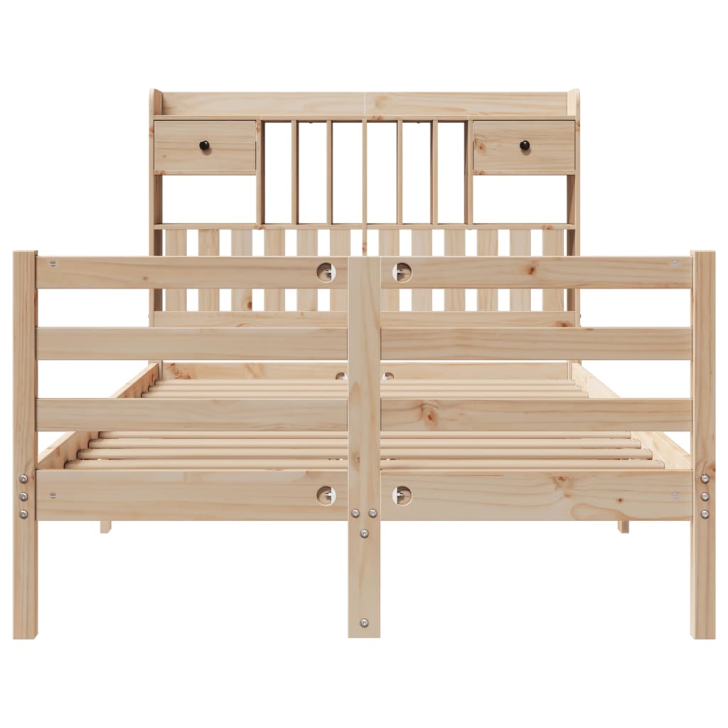 Lit Bibliothèque Sans Matelas 135X190 Cm Bois De Pin Massif