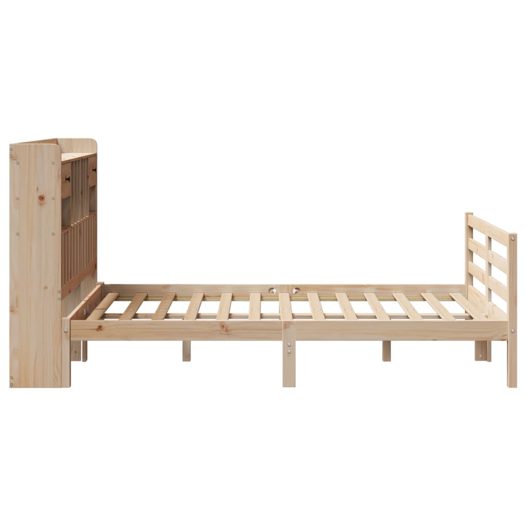 Lit Bibliothèque Sans Matelas 135X190 Cm Bois De Pin Massif