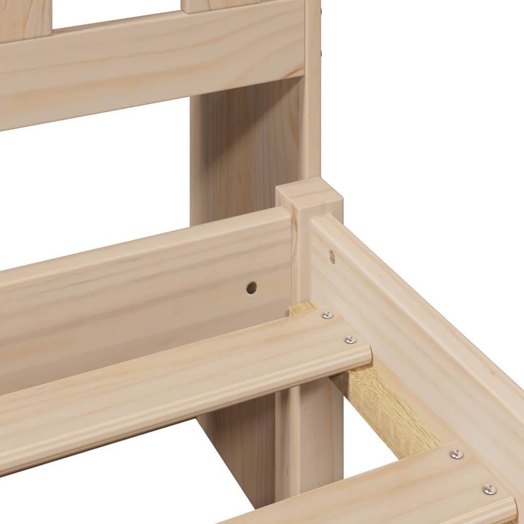 Lit Bibliothèque Sans Matelas 135X190 Cm Bois De Pin Massif