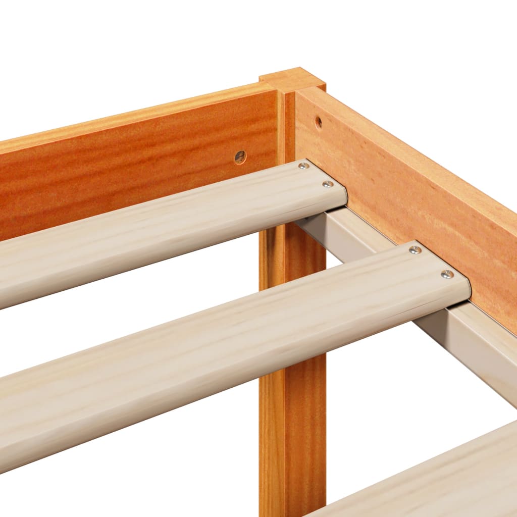 Lit Bibliothèque Sans Matelas Cire Marron 135X190Cm Bois Massif