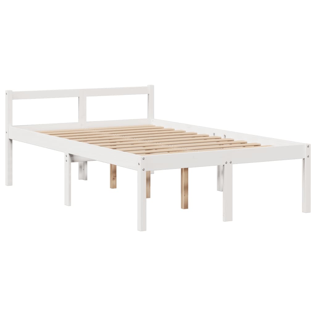 Lit Bibliothèque Sans Matelas Blanc 135X190 Cm Bois Pin Massif