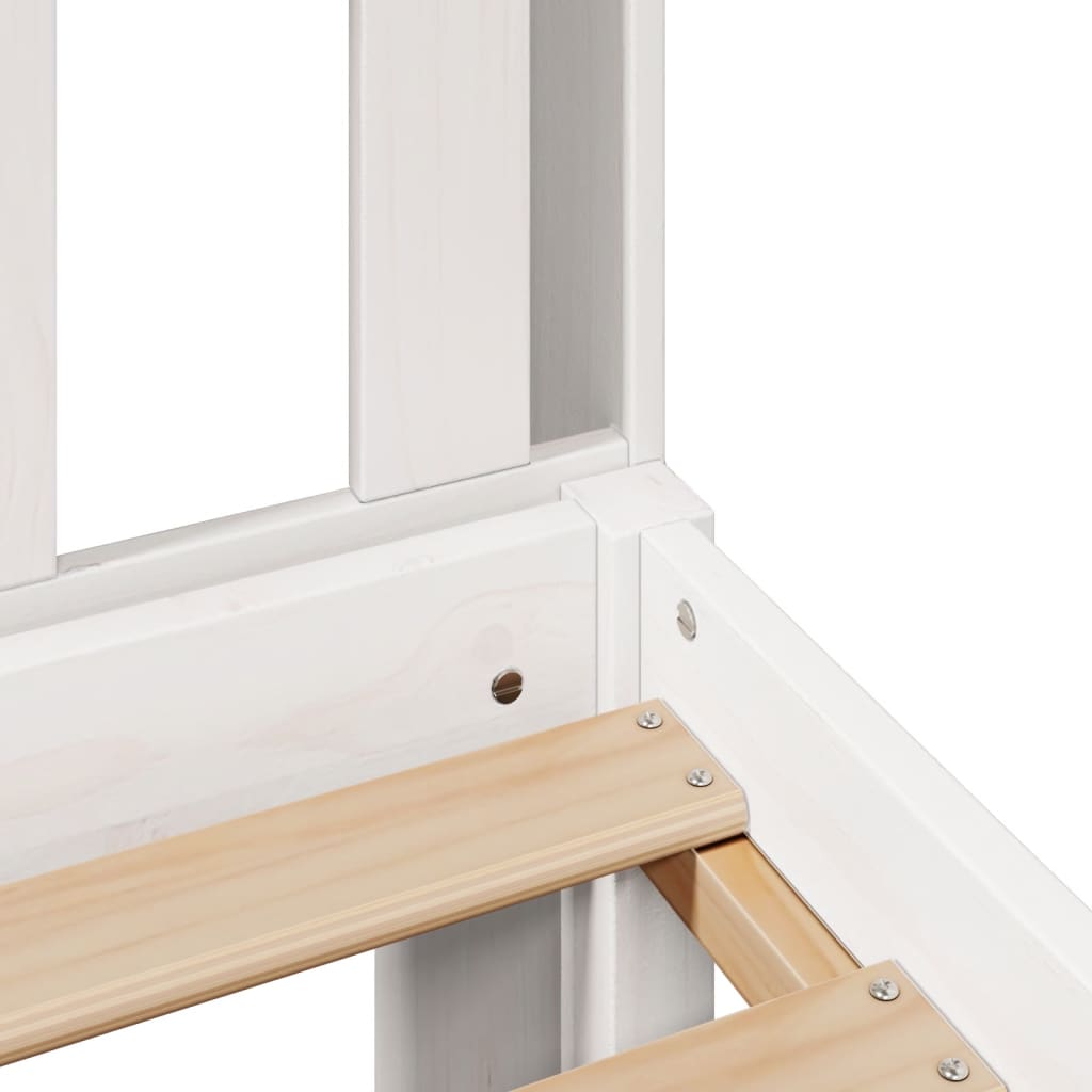 Lit Bibliothèque Sans Matelas Blanc 135X190 Cm Bois Pin Massif