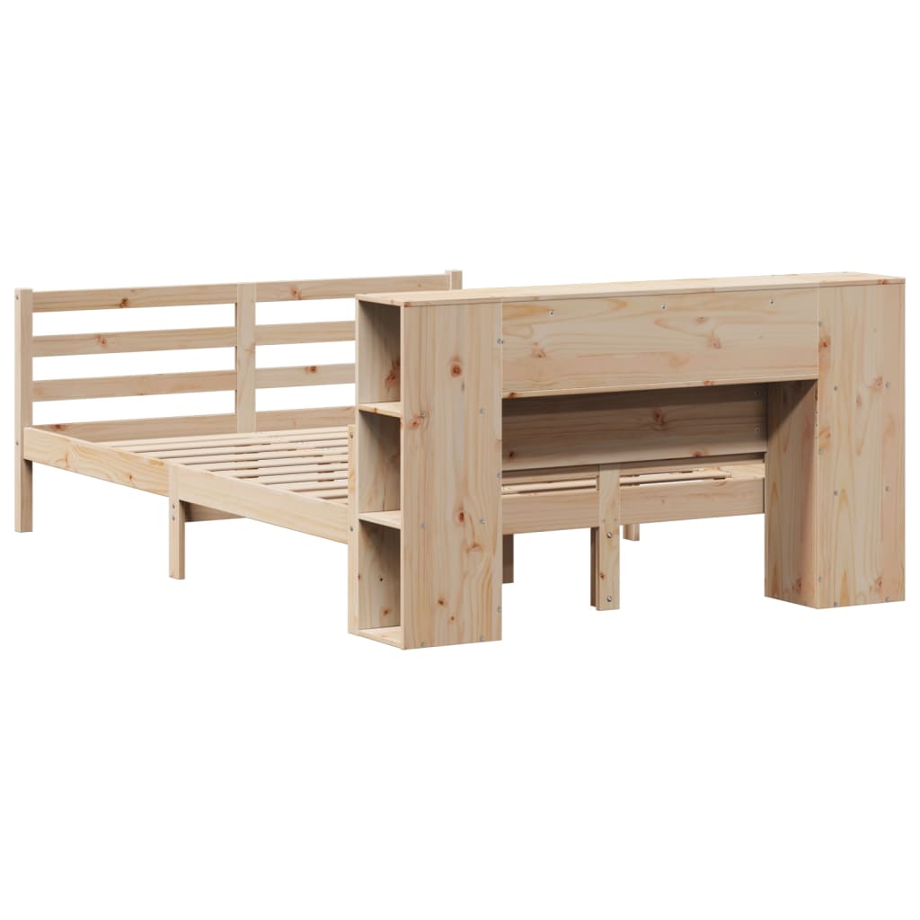 Lit Bibliothèque Sans Matelas 135X190 Cm Bois De Pin Massif