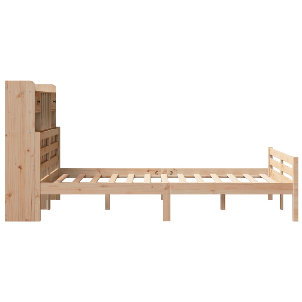 Lit Bibliothèque Sans Matelas 135X190 Cm Bois De Pin Massif