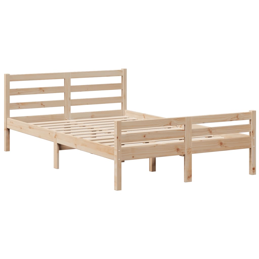 Lit Bibliothèque Sans Matelas 135X190 Cm Bois De Pin Massif