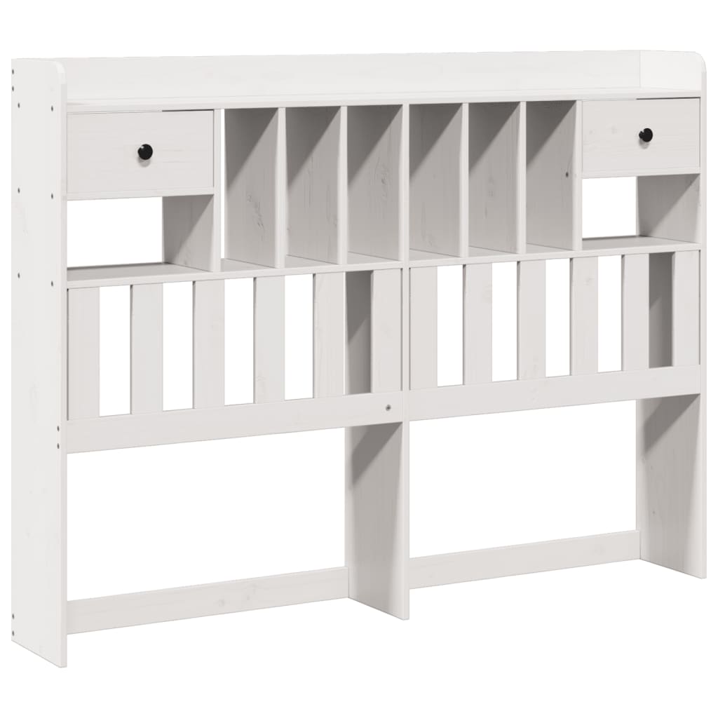 Lit Bibliothèque Sans Matelas Blanc 150X200 Cm Bois Pin Massif