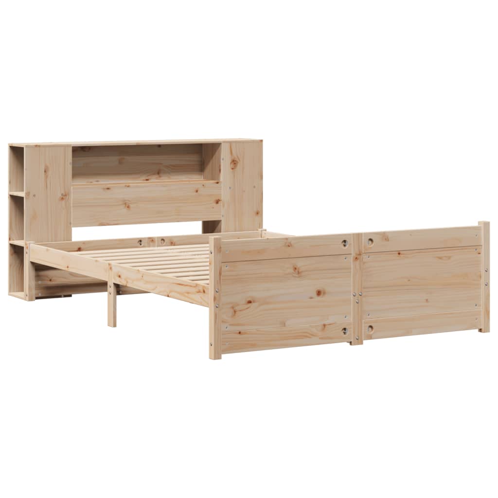 Lit Bibliothèque Sans Matelas 135X190 Cm Bois De Pin Massif