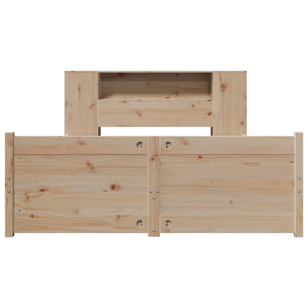 Lit Bibliothèque Sans Matelas 135X190 Cm Bois De Pin Massif