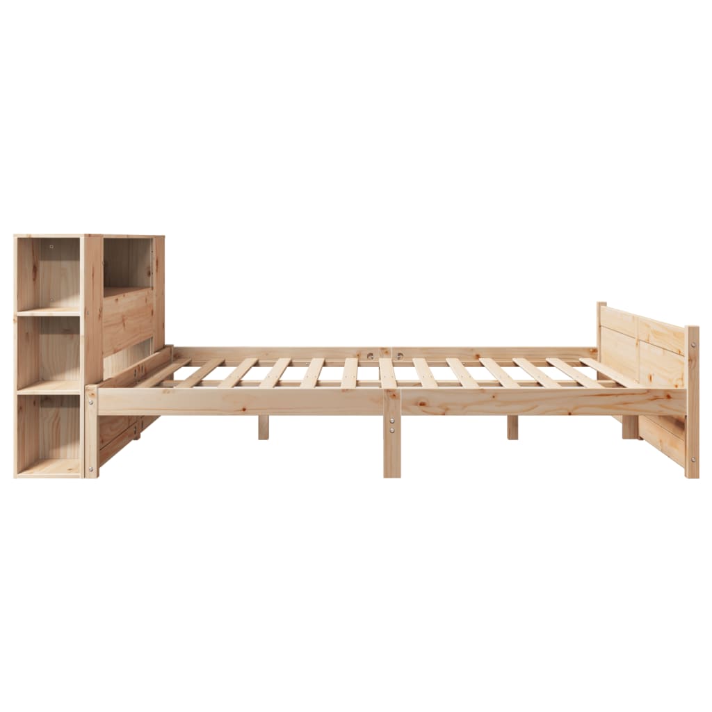 Lit Bibliothèque Sans Matelas 135X190 Cm Bois De Pin Massif