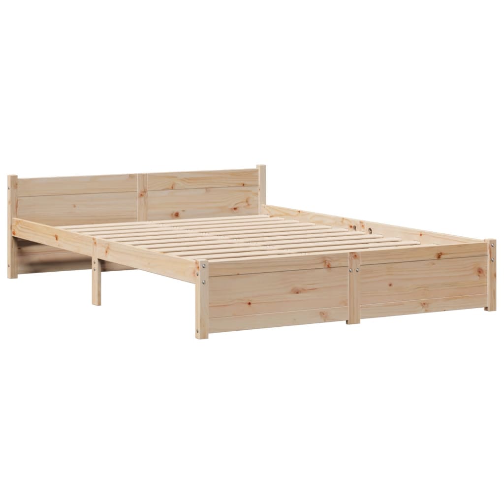 Lit Bibliothèque Sans Matelas 135X190 Cm Bois De Pin Massif