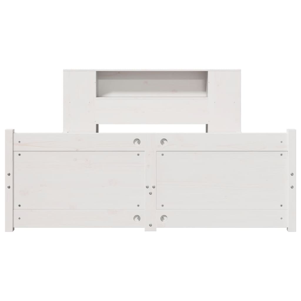 Lit Bibliothèque Sans Matelas Blanc 140X200 Cm Bois Pin Massif