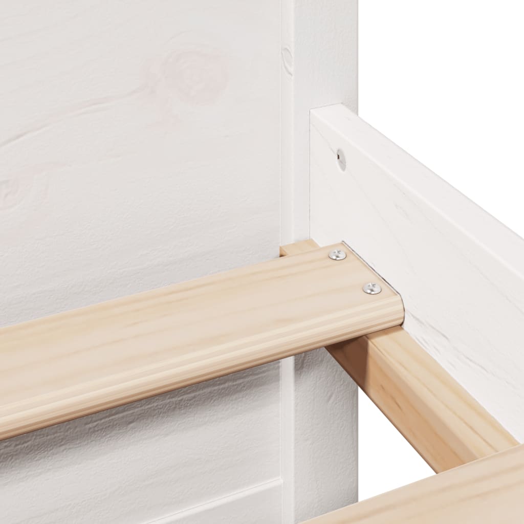 Lit Bibliothèque Sans Matelas Blanc 140X200 Cm Bois Pin Massif