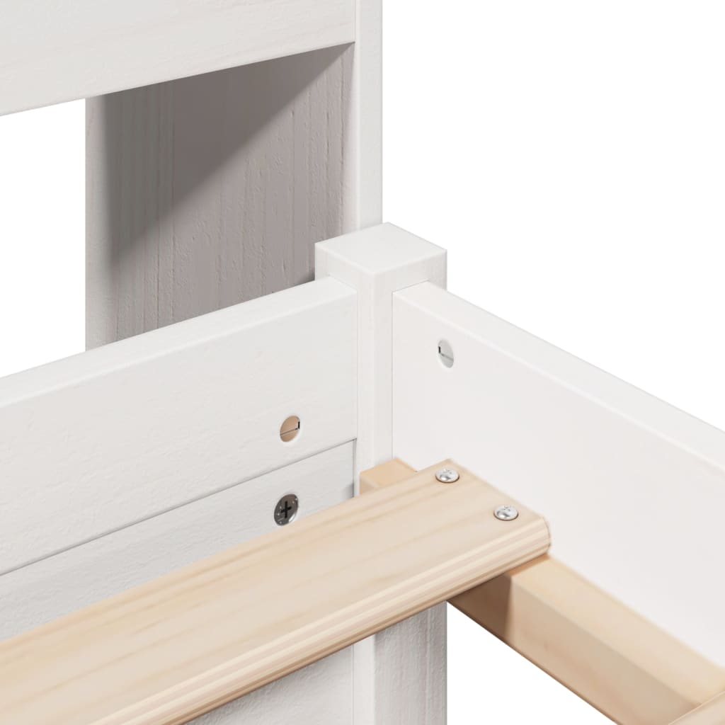 Lit Bibliothèque Sans Matelas Blanc 180X200 Cm Bois Pin Massif