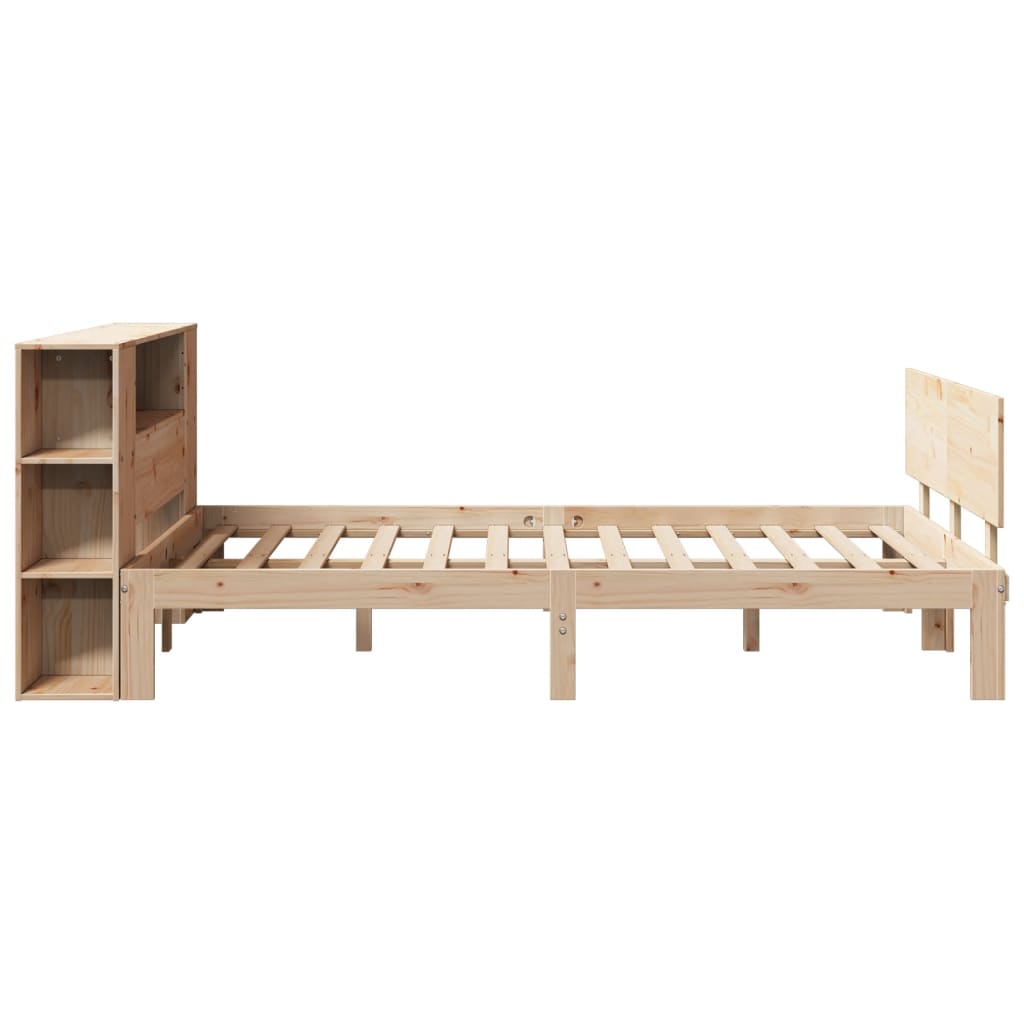 Lit Bibliothèque Sans Matelas 135X190 Cm Bois De Pin Massif