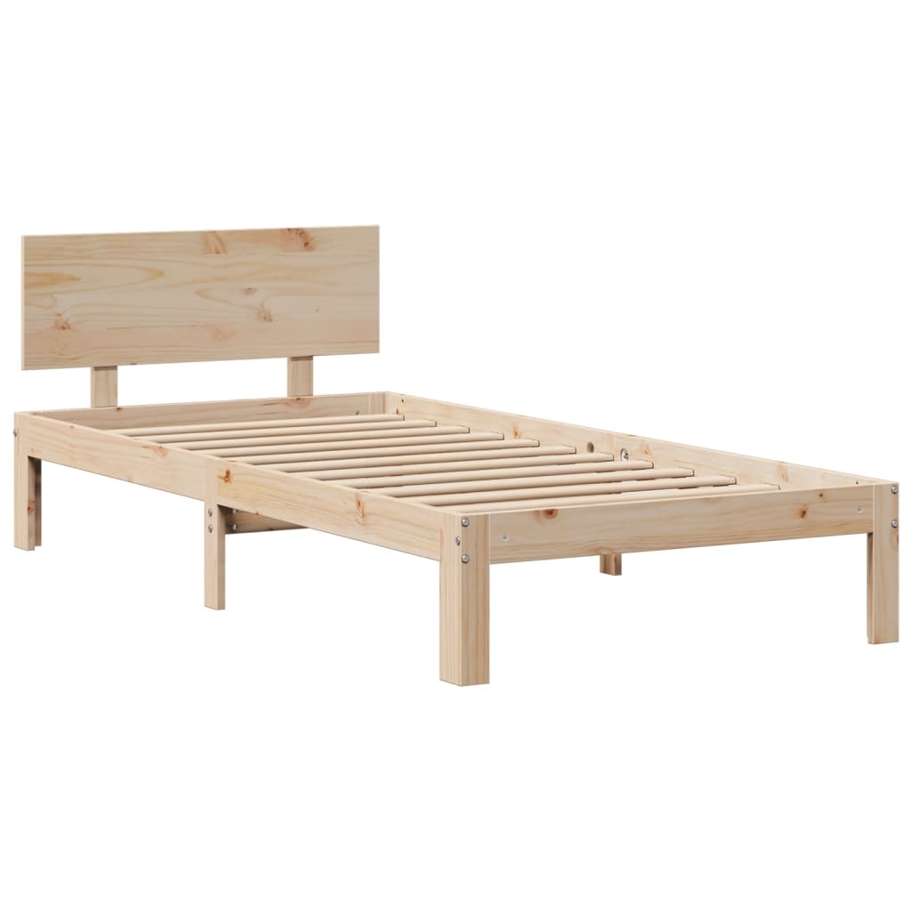 Lit Bibliothèque Sans Matelas 135X190 Cm Bois De Pin Massif