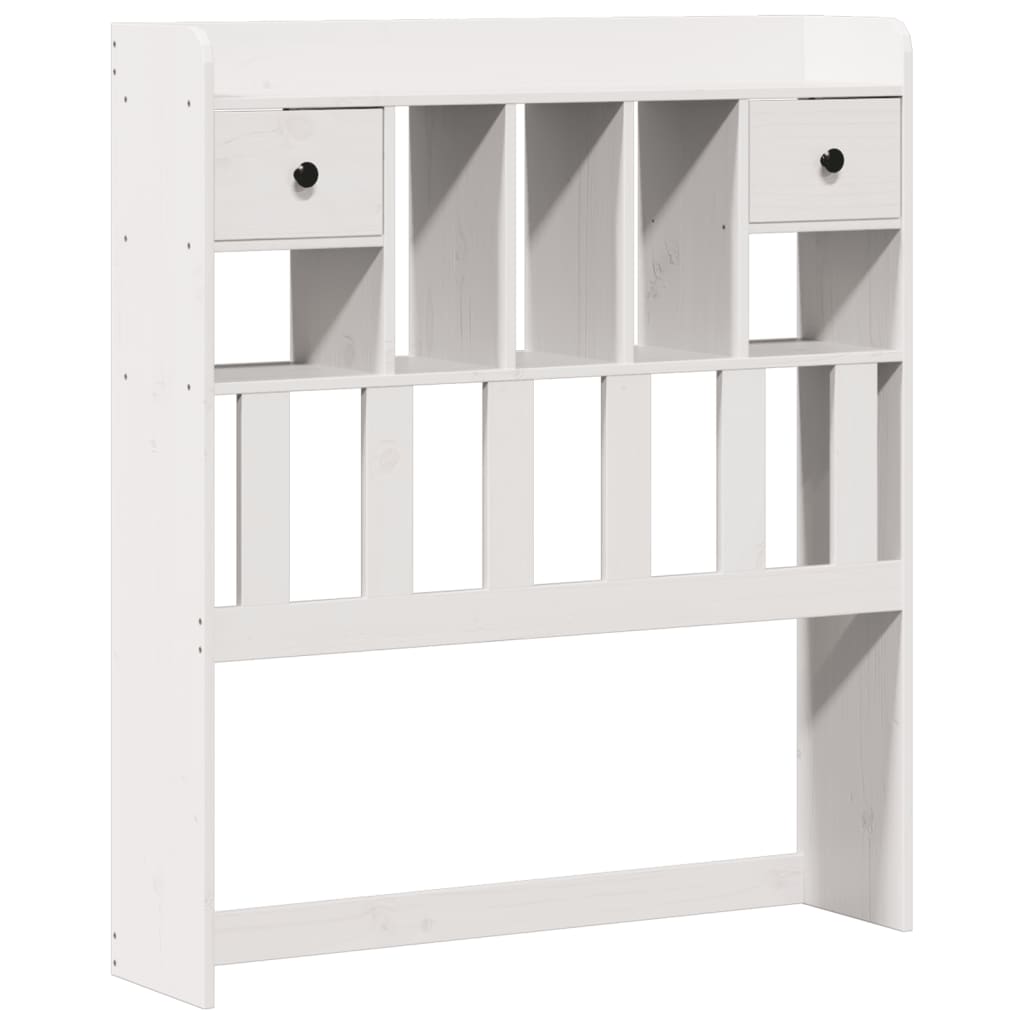 Lit Bibliothèque Sans Matelas Blanc 90X190Cm Bois De Pin Massif