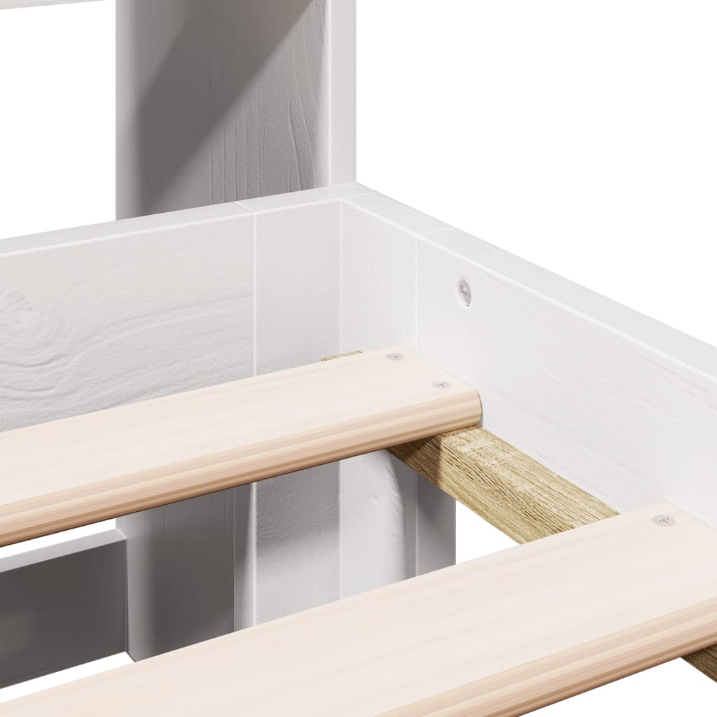 Lit Bibliothèque Sans Matelas Blanc 140X190 Cm Bois Pin Massif