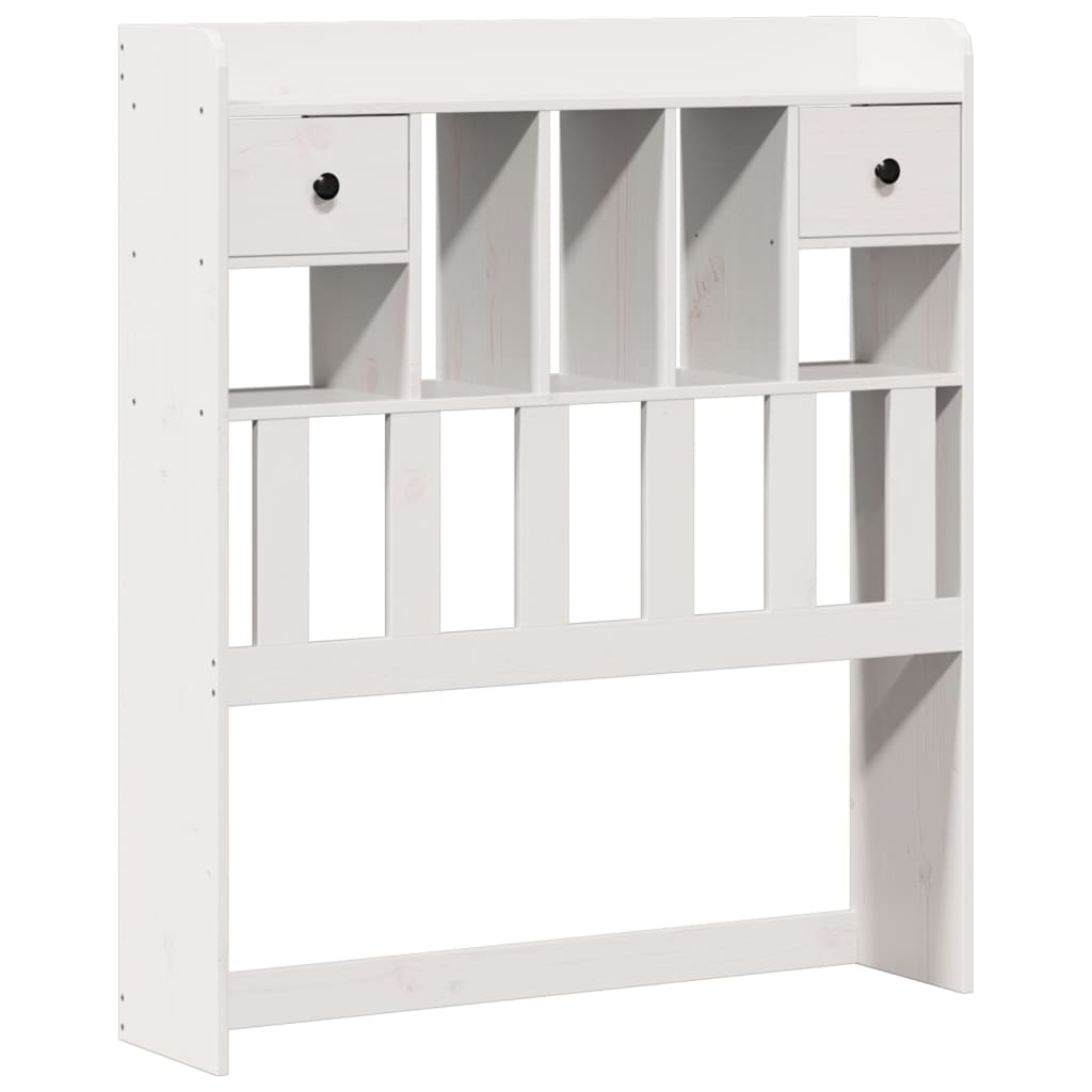 Lit Bibliothèque Sans Matelas Blanc 90X200Cm Bois De Pin Massif