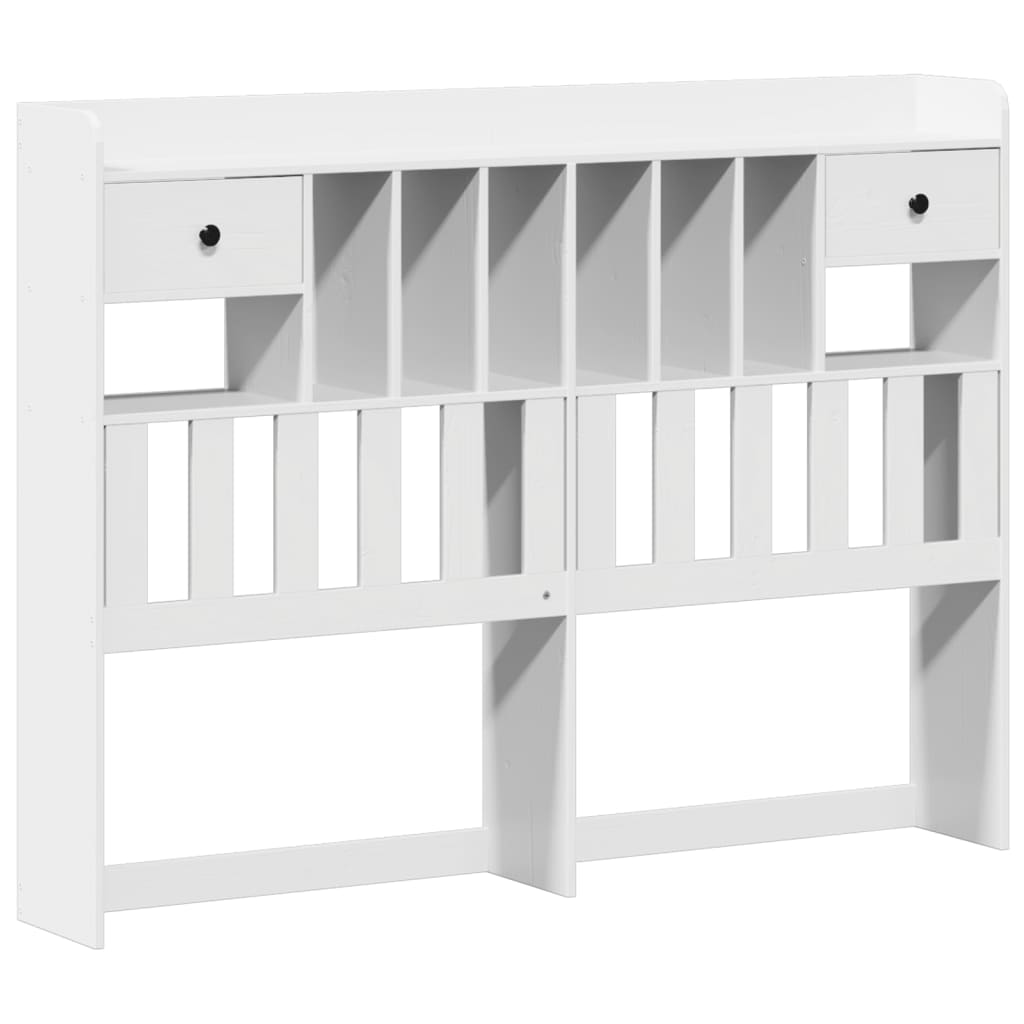 Lit Bibliothèque Sans Matelas Blanc 140X200 Cm Bois Pin Massif